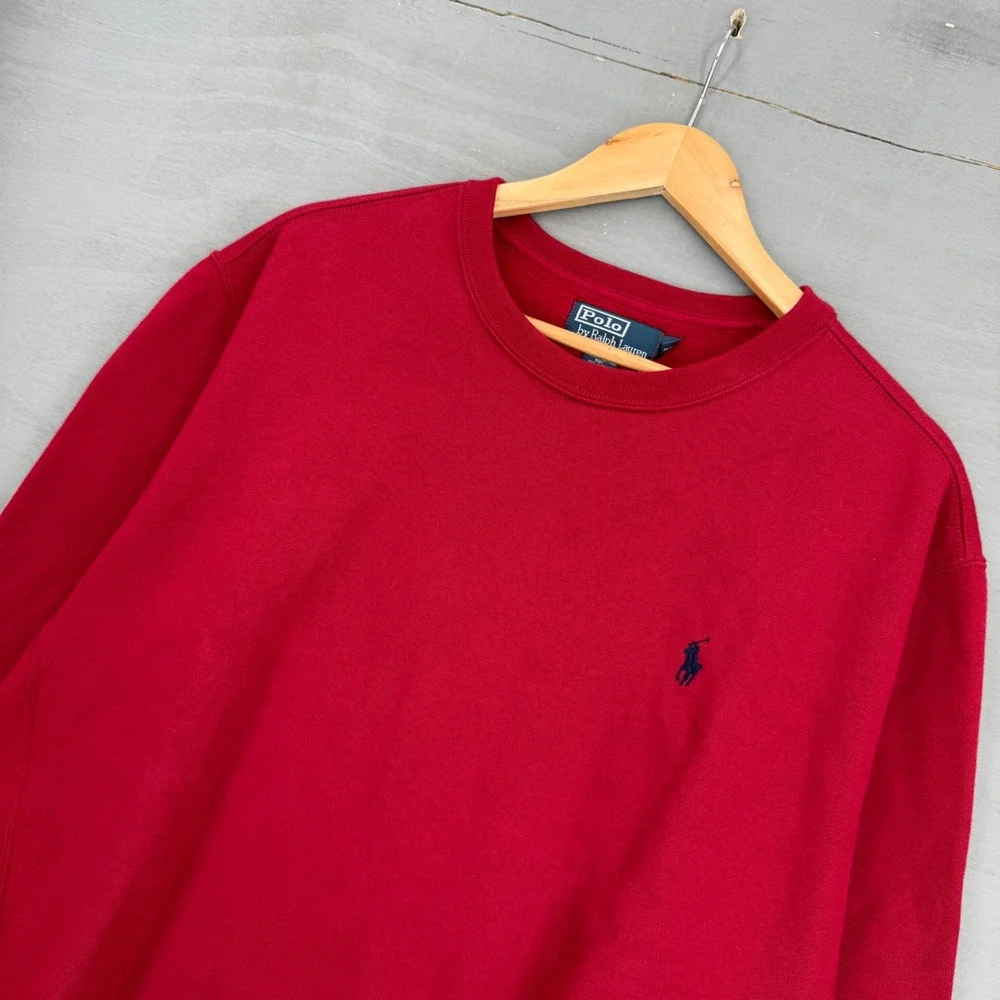 Vintage Polo Ralph Lauren Crewneck Sweatshirt Red Pony Logo Pullover XL